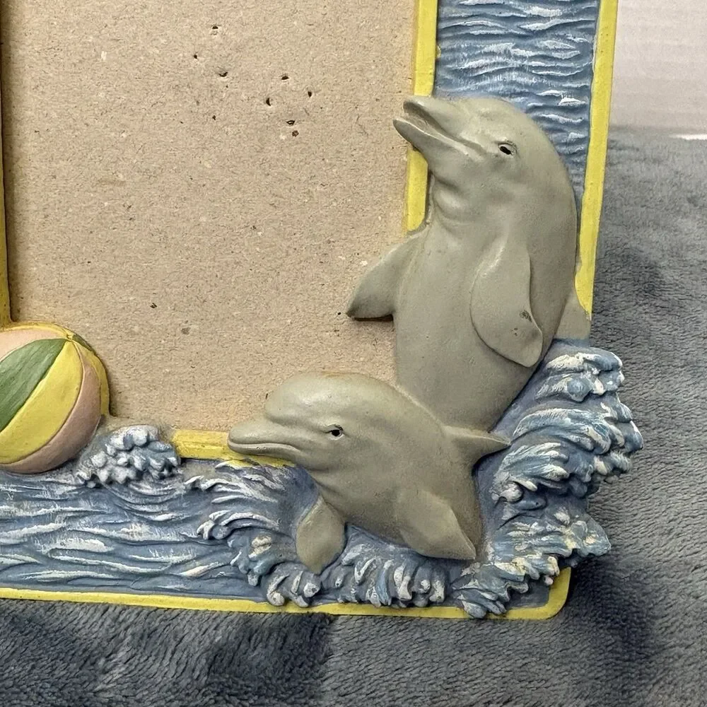 Dolphin Themed Poly Resin 3D Picture Frame 3x5